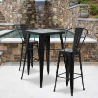 Flash Furniture CH-31330B-2-30GB-BK-GG Metal Bar Table Set in Black